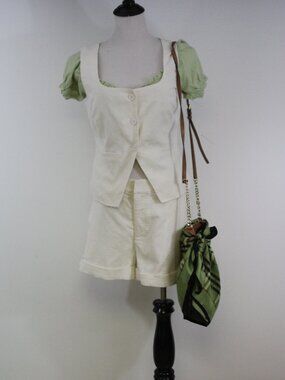 Pant Store Ivory Vest Shorts Set Cottagecore Coastal Summer Coord set